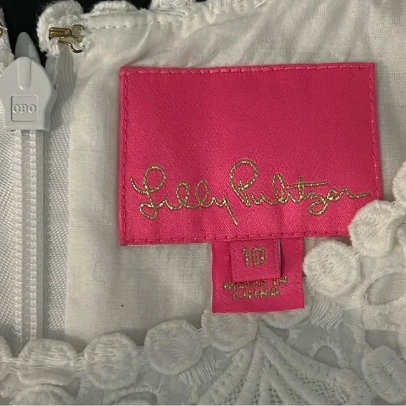 Lilly Pulitzer Melani eyelet Shift Dress 100% Cotton fully lined white Size 10 - Picture 3 of 15